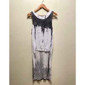 Kayo Anime Womens Top Size M/L White Tie Dye Sleeveless High Low Hem Grunge Goth